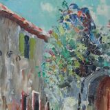 Tableau huile sur bois signé vintage
