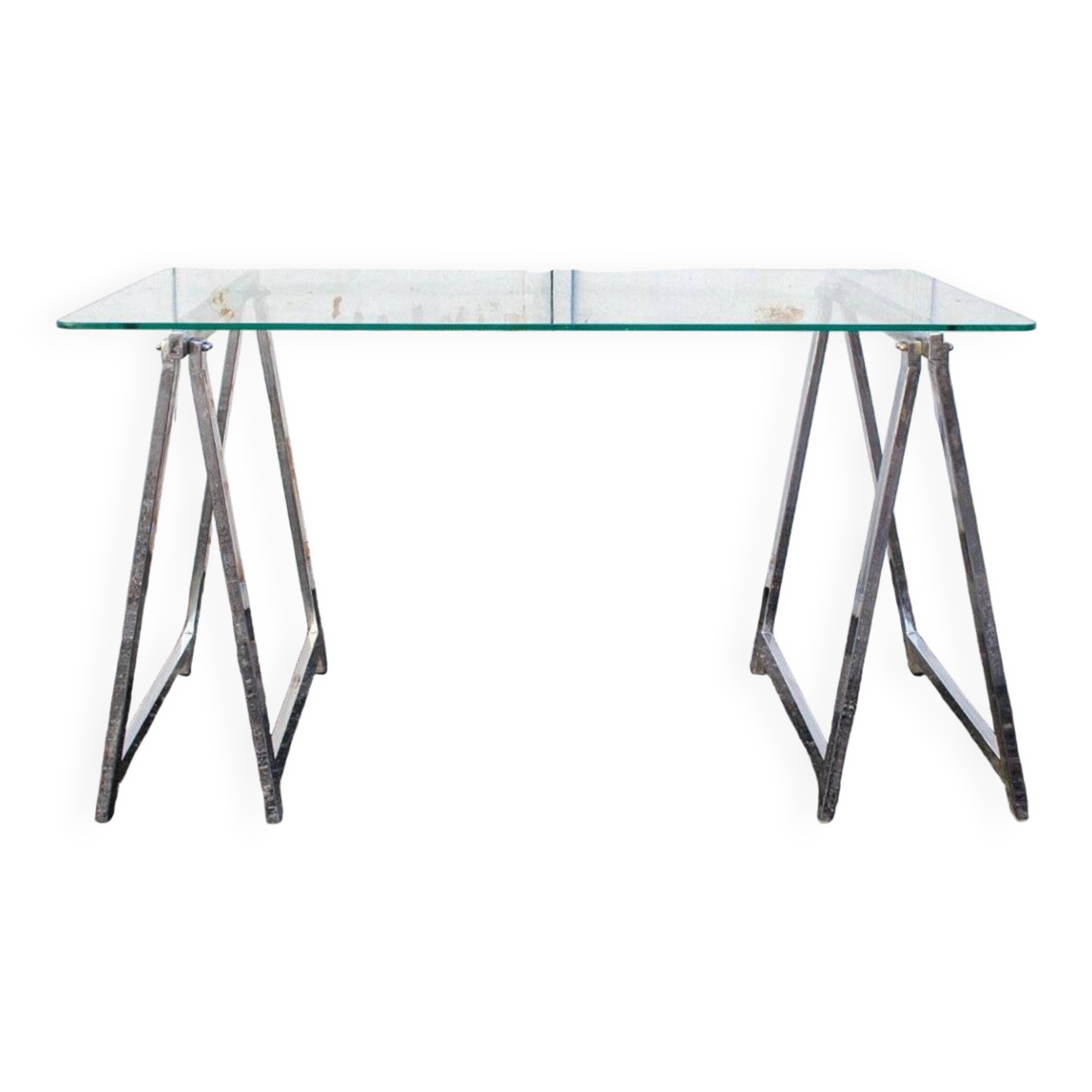 Tavolino vintage in acciaio cromato, anni '70