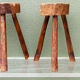 Pair of brutalist stools, tripods
