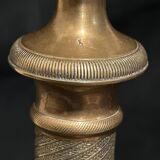 Pair of large 19th-century guilloché brass candlesticks - Louis XVI / Napoleon