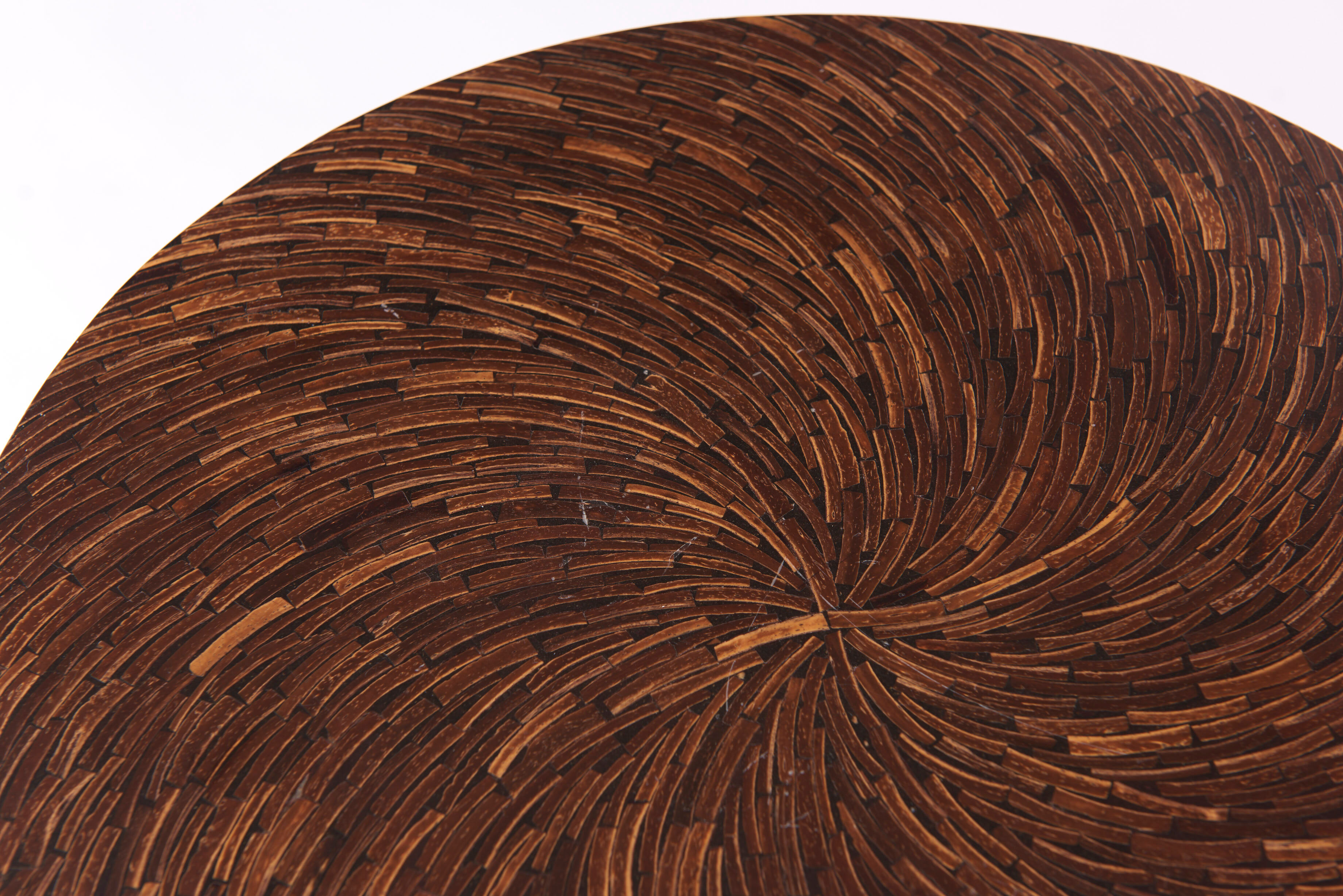 Art-deco style side table in palm wood and steel base
