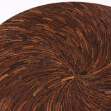 Art-deco style side table in palm wood and steel base