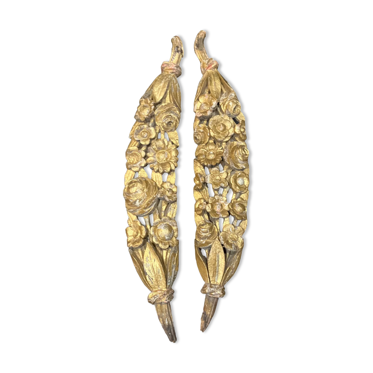 Pair of gilded wood decorated with floral garlands