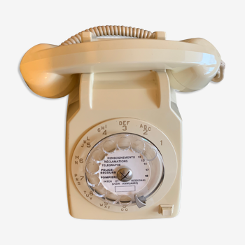 Vintage beige phone 80s Telic