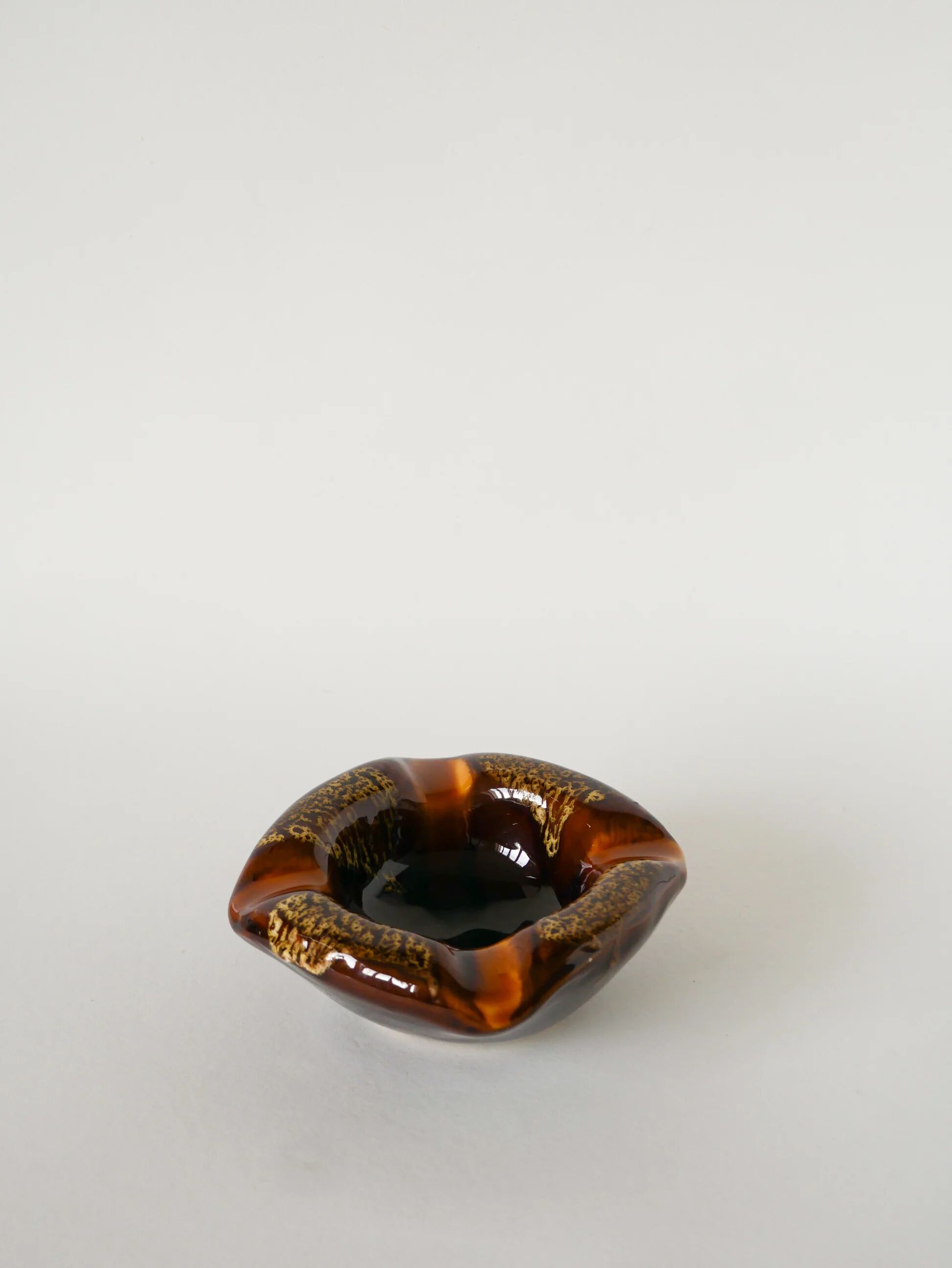 Ceramic mortar catchall, brown, 1970