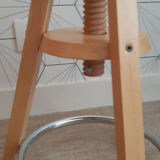 Vintage screw stool in solid beech.