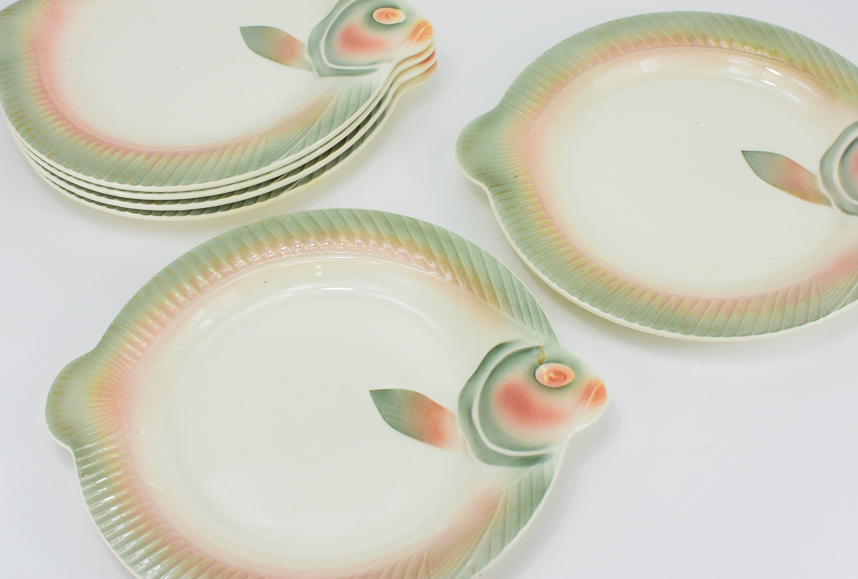 Set of 6 Digoin fish plates