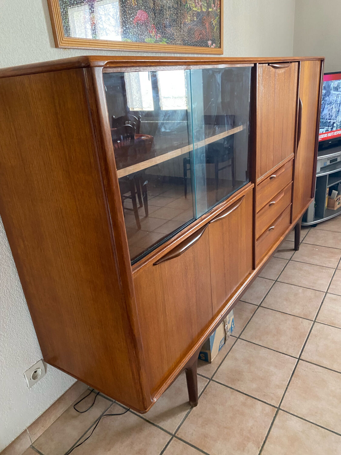 Vintage high teak sideboard