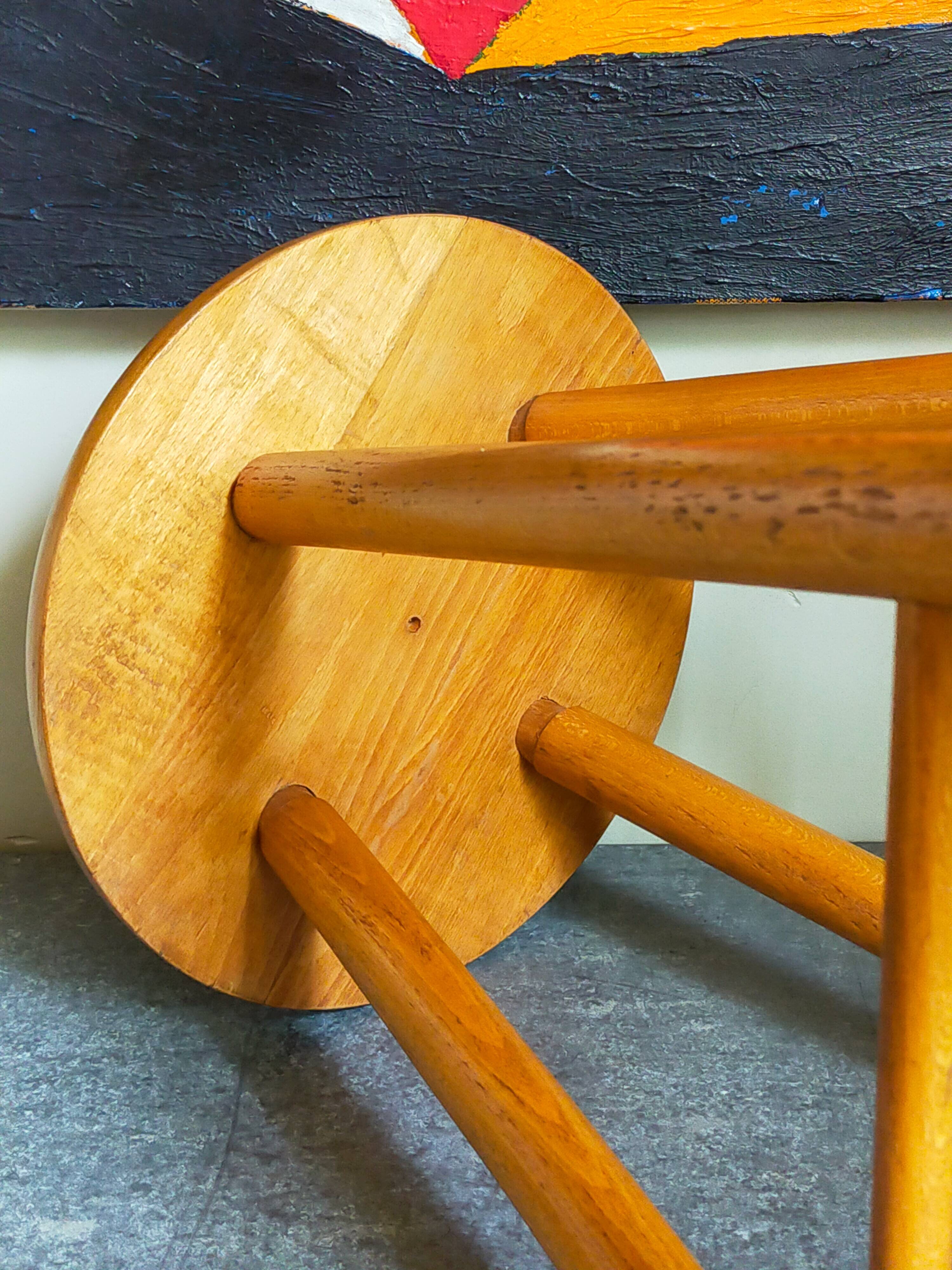 Vintage blond wooden stool