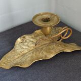 Antique bronze ivy leaf candle holder