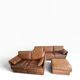 Roche Bobois vintage lounge from the 80s – cognac buffalo leather – 2 sofas + pouf