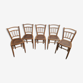 Lot of six chairs Luterma 1900 seat crafted