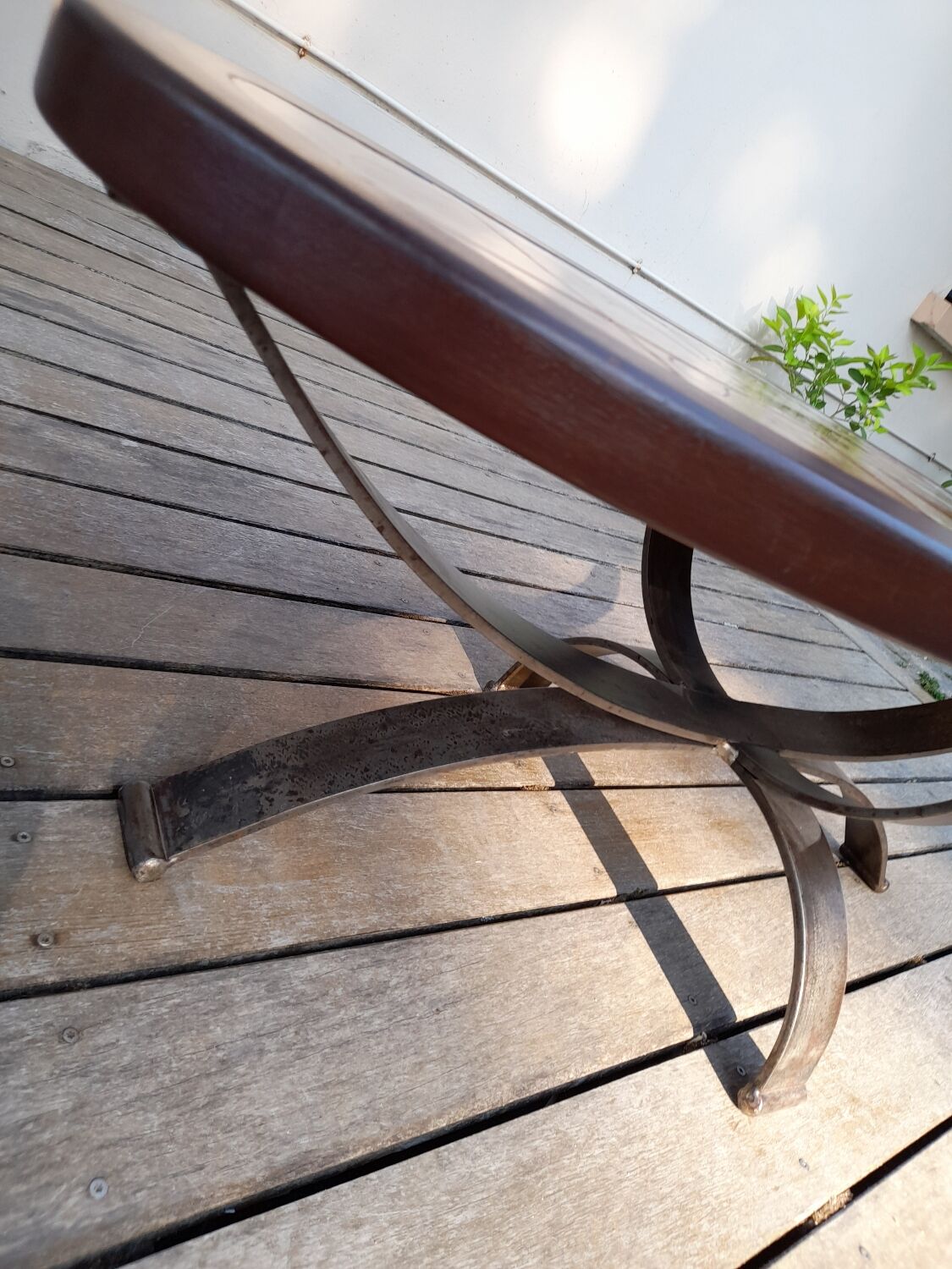 Wood ceramic and metal coffee table by Dan Vallauris 1960
