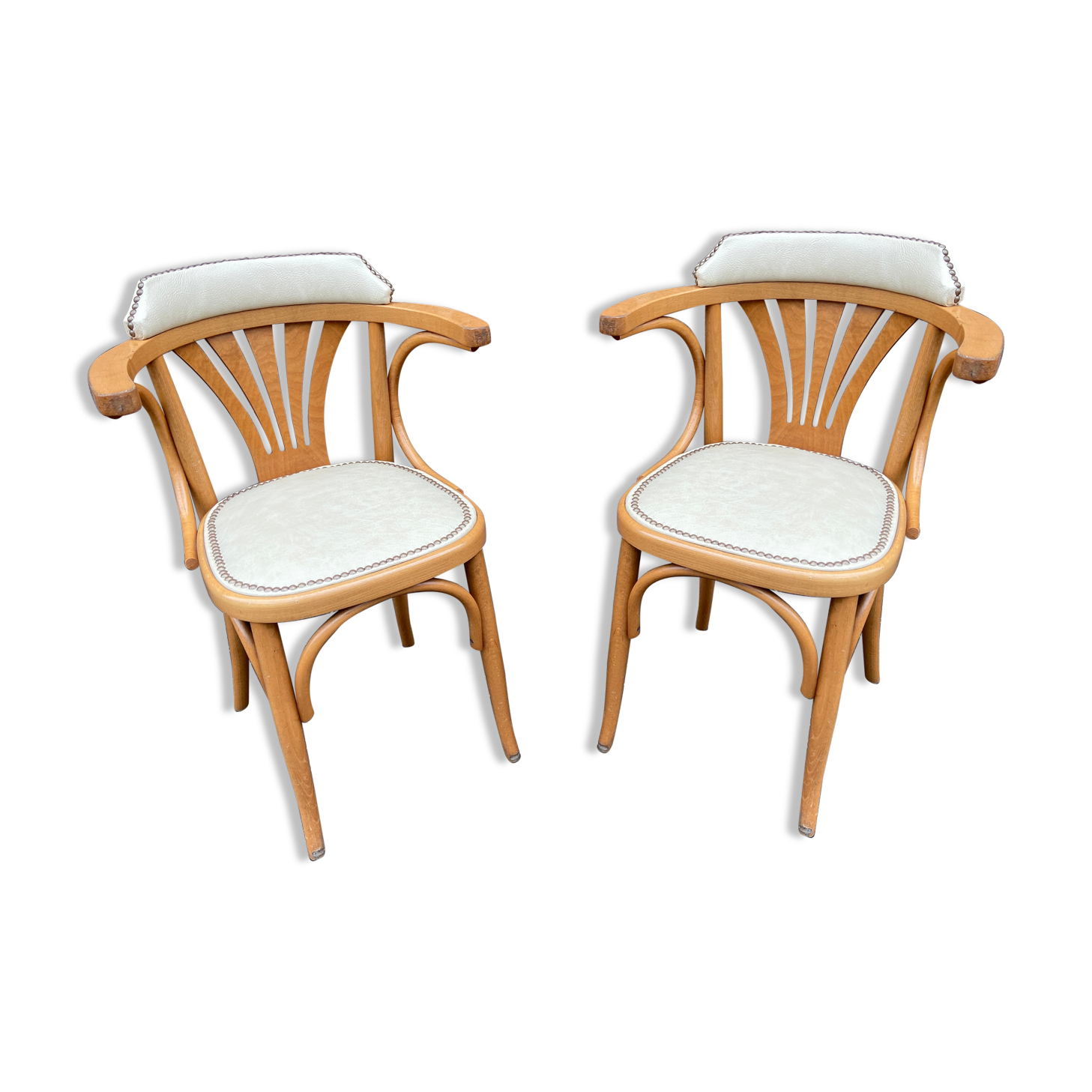Paire de fauteuils bistrot bois courbé vintage