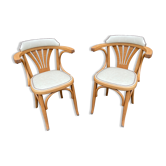 Paire de fauteuils bistrot bois courbé vintage