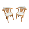 Pair of vintage curved wood bistro armchairs