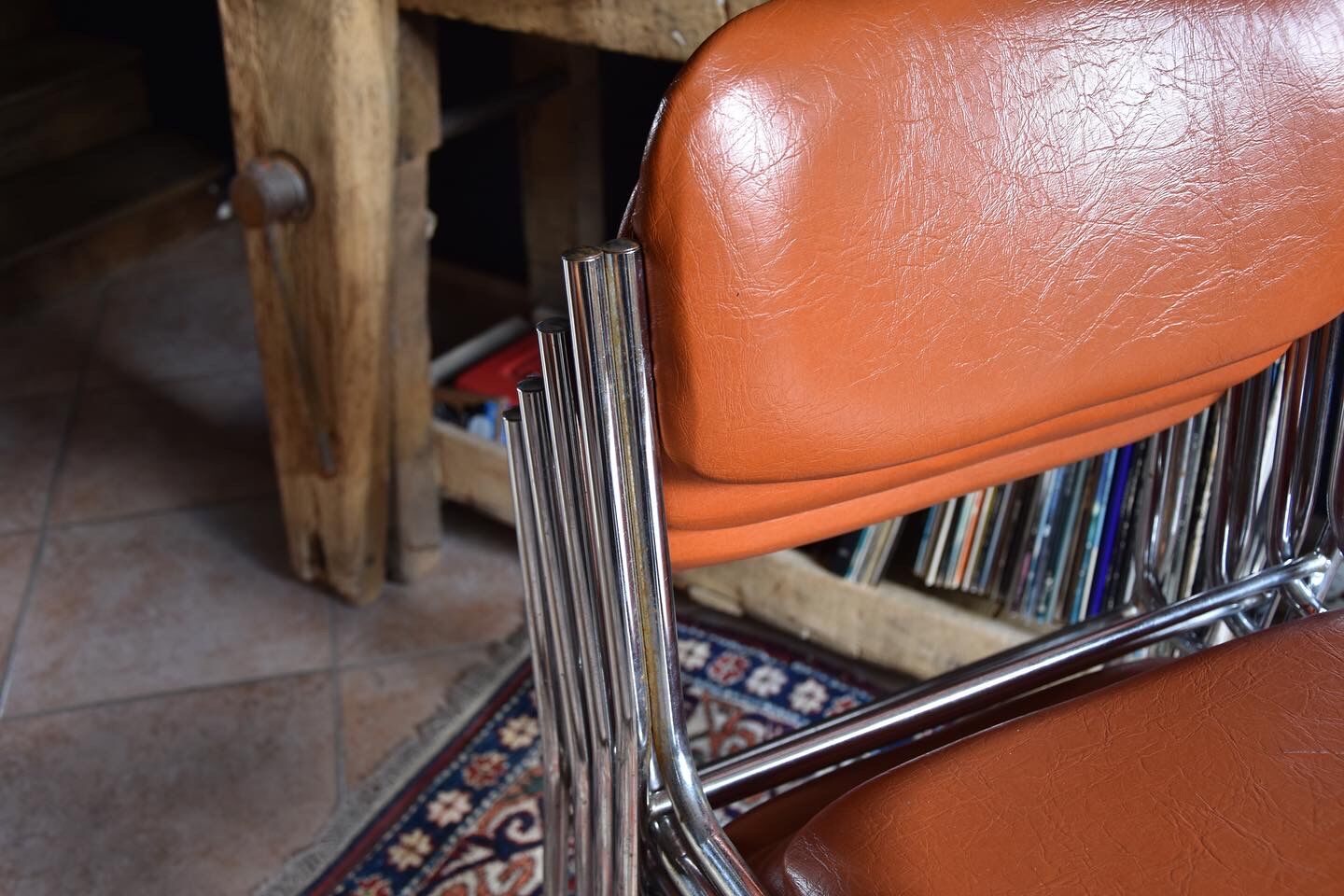 Chrome and leather chairs