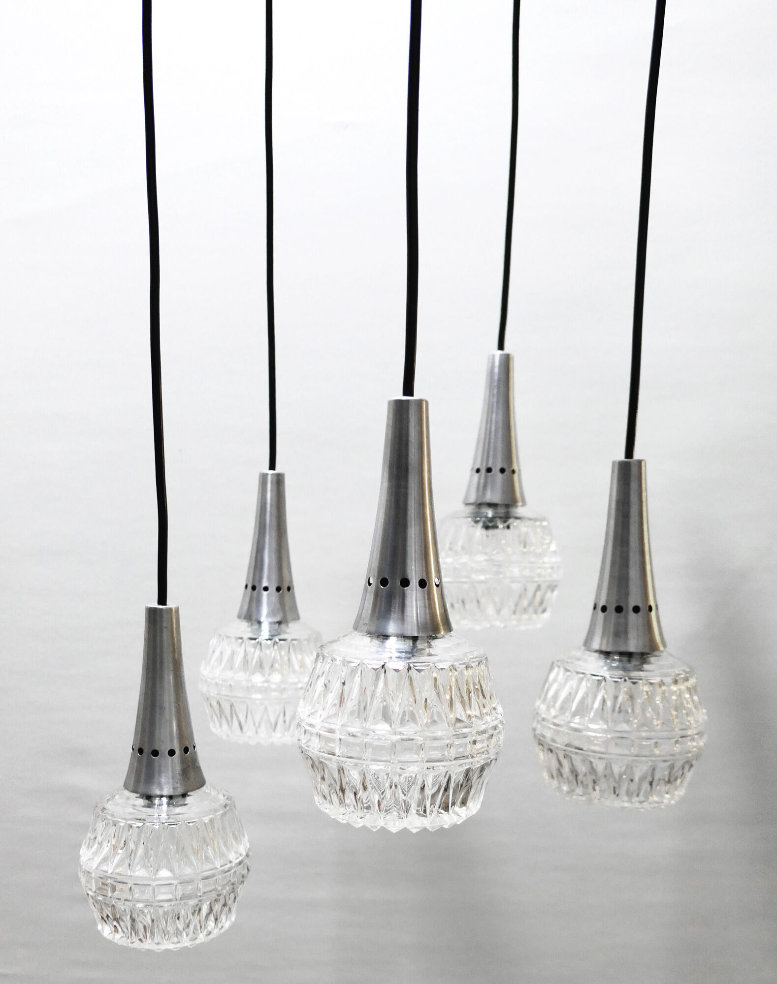 Chandelier suspension waterfall 5 globes Philips 1960-70