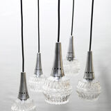 Chandelier suspension waterfall 5 globes Philips 1960-70