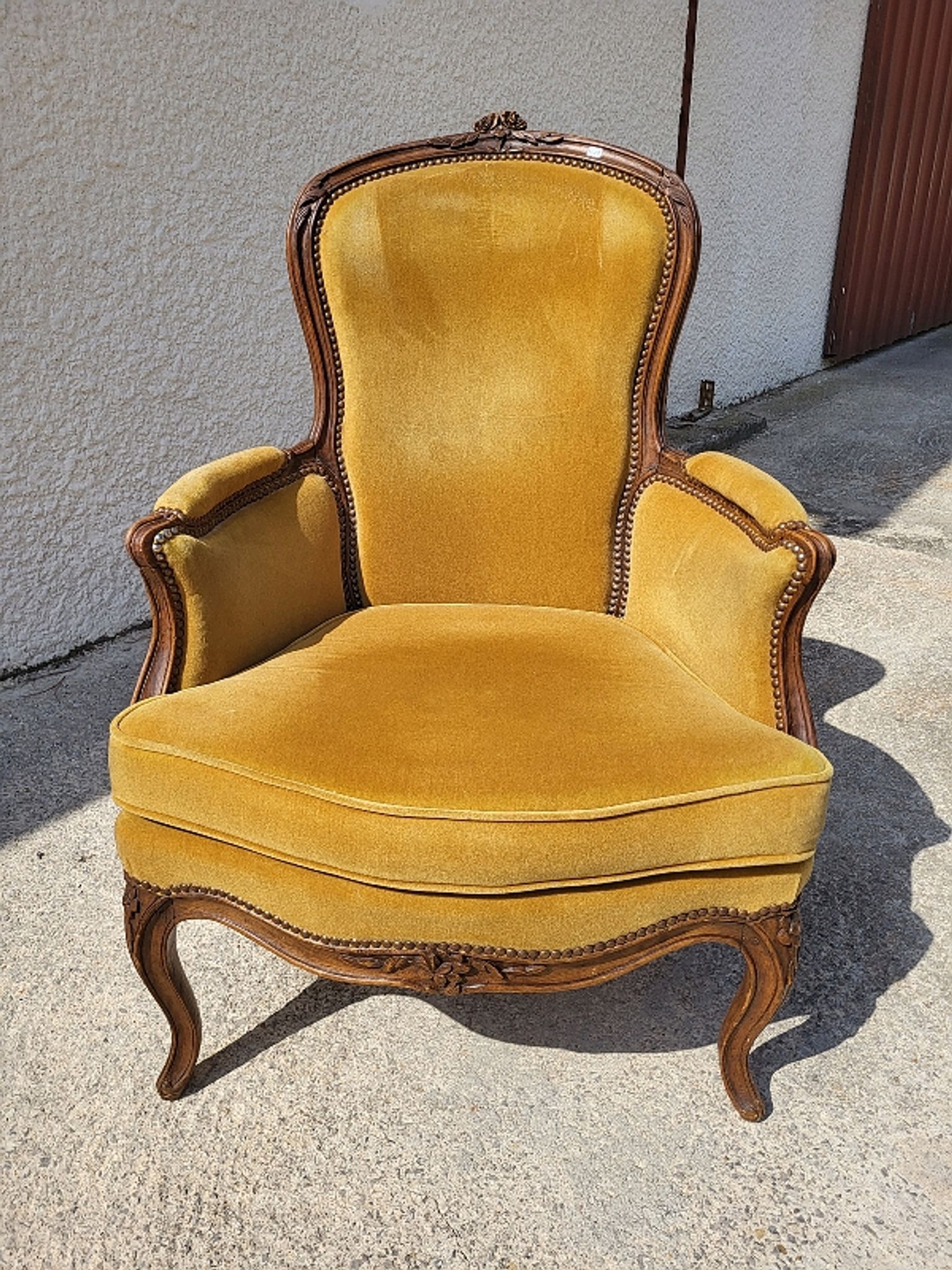 Armchair louis xv mustard walnut of the xix th century n°17