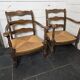 Pair of low beech armchairs