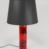 Piero Fornasetti Grande table lamp Bighe red and black mid-century, Italy, 1950s