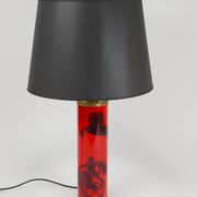 Piero Fornasetti Grande table lamp Bighe red and black mid-century, Italy, 1950s