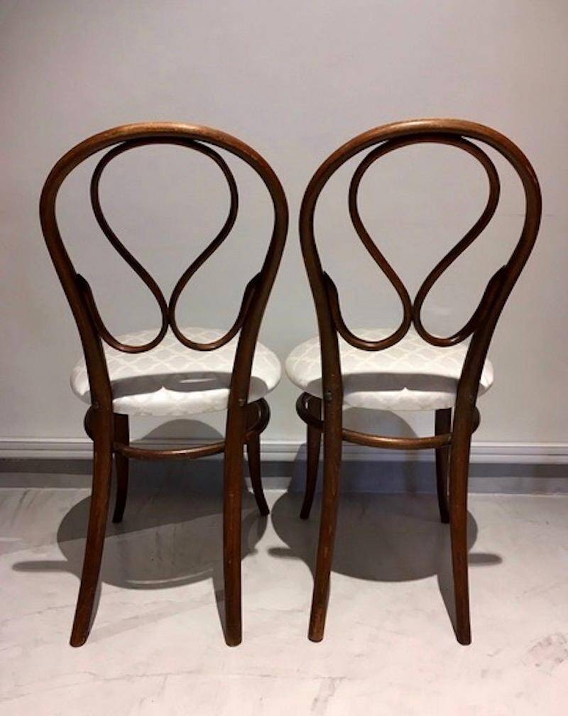 Pair of August Thonet curved wood chairs by Thonet Bros.