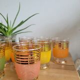 Set of 9 gilded granite glasses