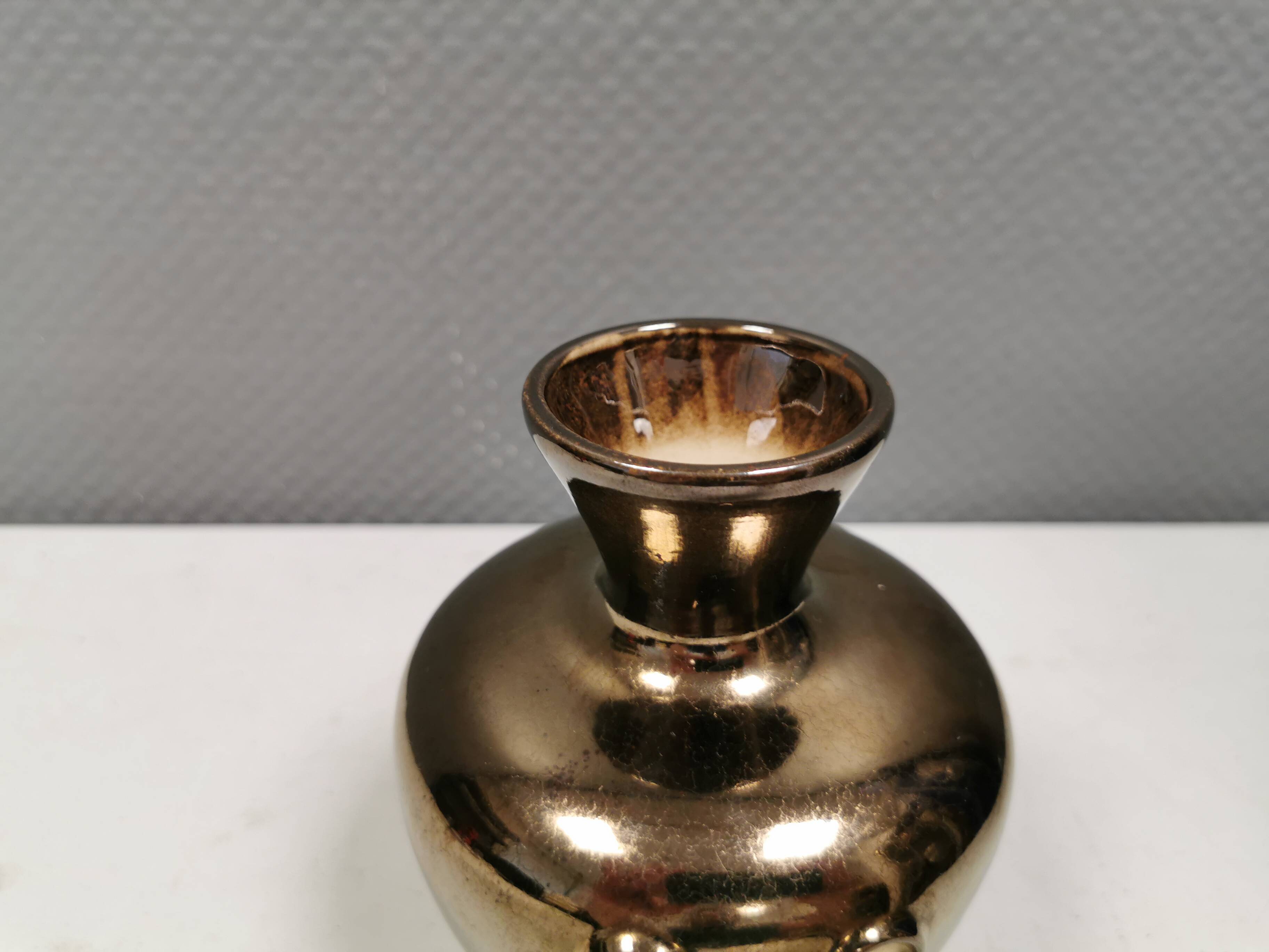 Ceramic vase with metal glaze from Frank ceramics Denmark 1970-80s.