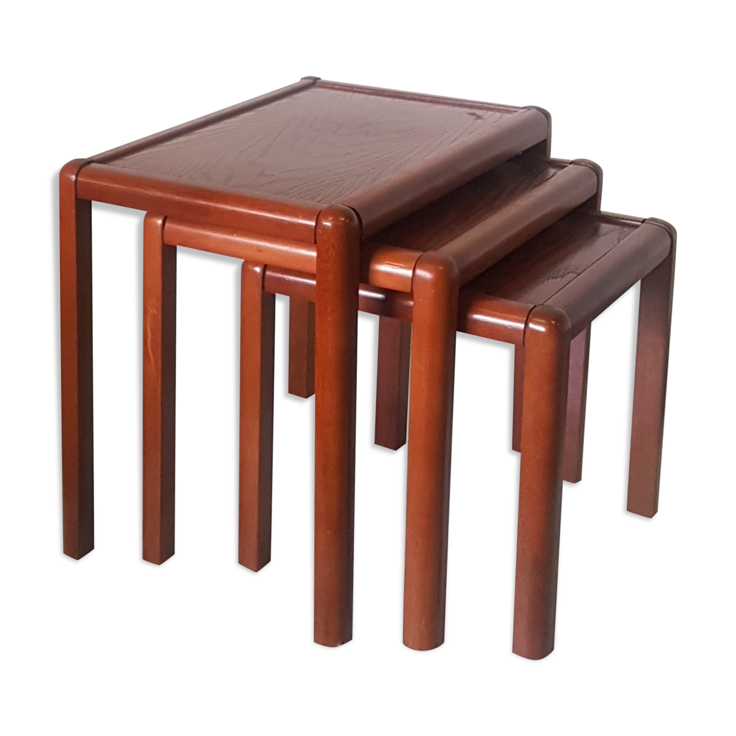 Ensemble de 3 tables gigognes en bois, France 1970