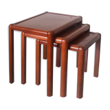 Set of 3 wood nesting tables, France 1970s