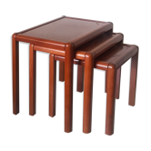 Set of 3 wood nesting tables, France 1970s