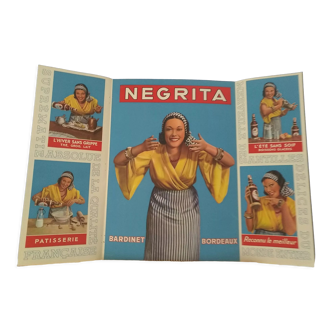 Rum paper advertisement Négrita Bardenet Bordeaux period revue with two folding shutters