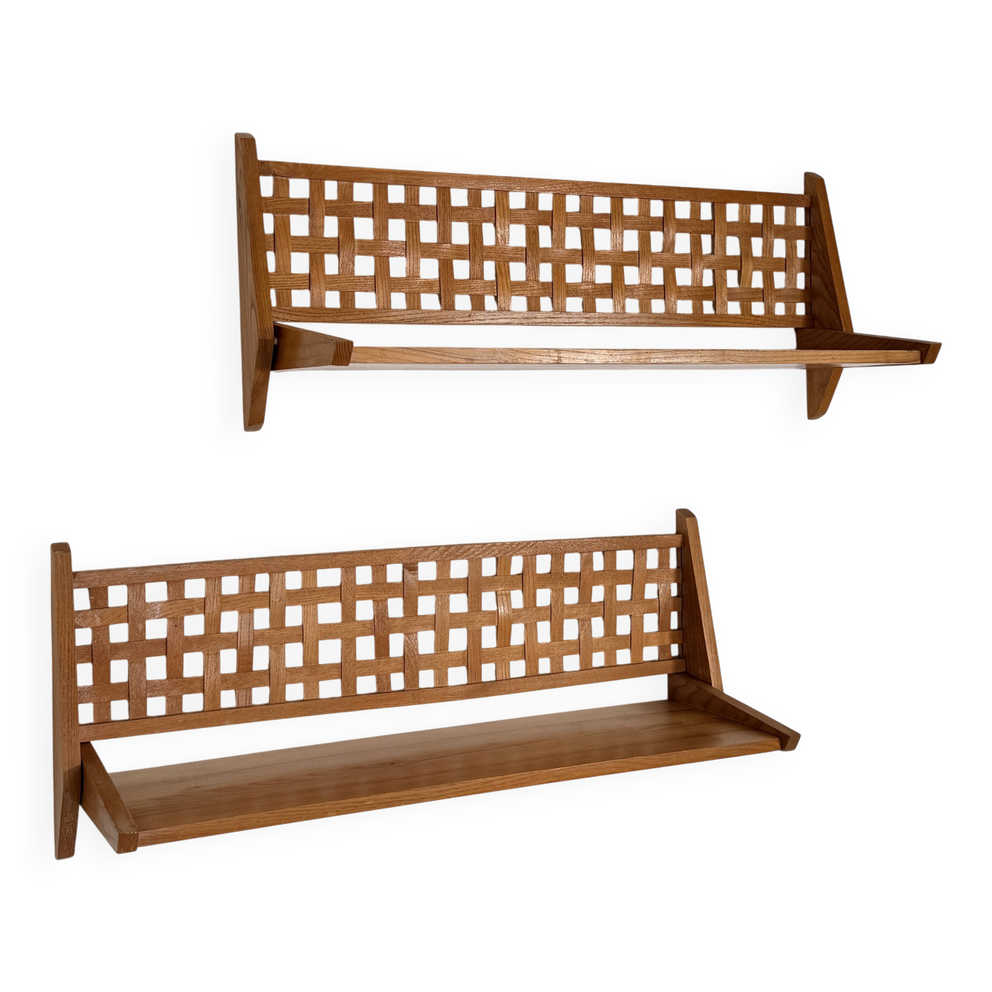 Set of 2 Mid-Century Wall Shelves with Woven Back Panel – ÚLUV