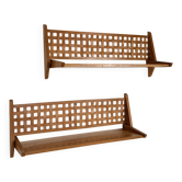 Set of 2 Mid-Century Wall Shelves with Woven Back Panel – ÚLUV