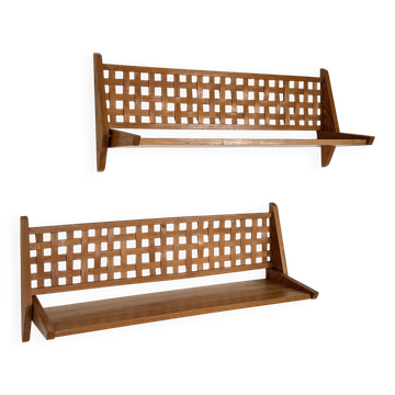 Set of 2 Mid-Century Wall Shelves with Woven Back Panel – ÚLUV