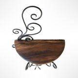 Console wall shelf in wrought iron and wood