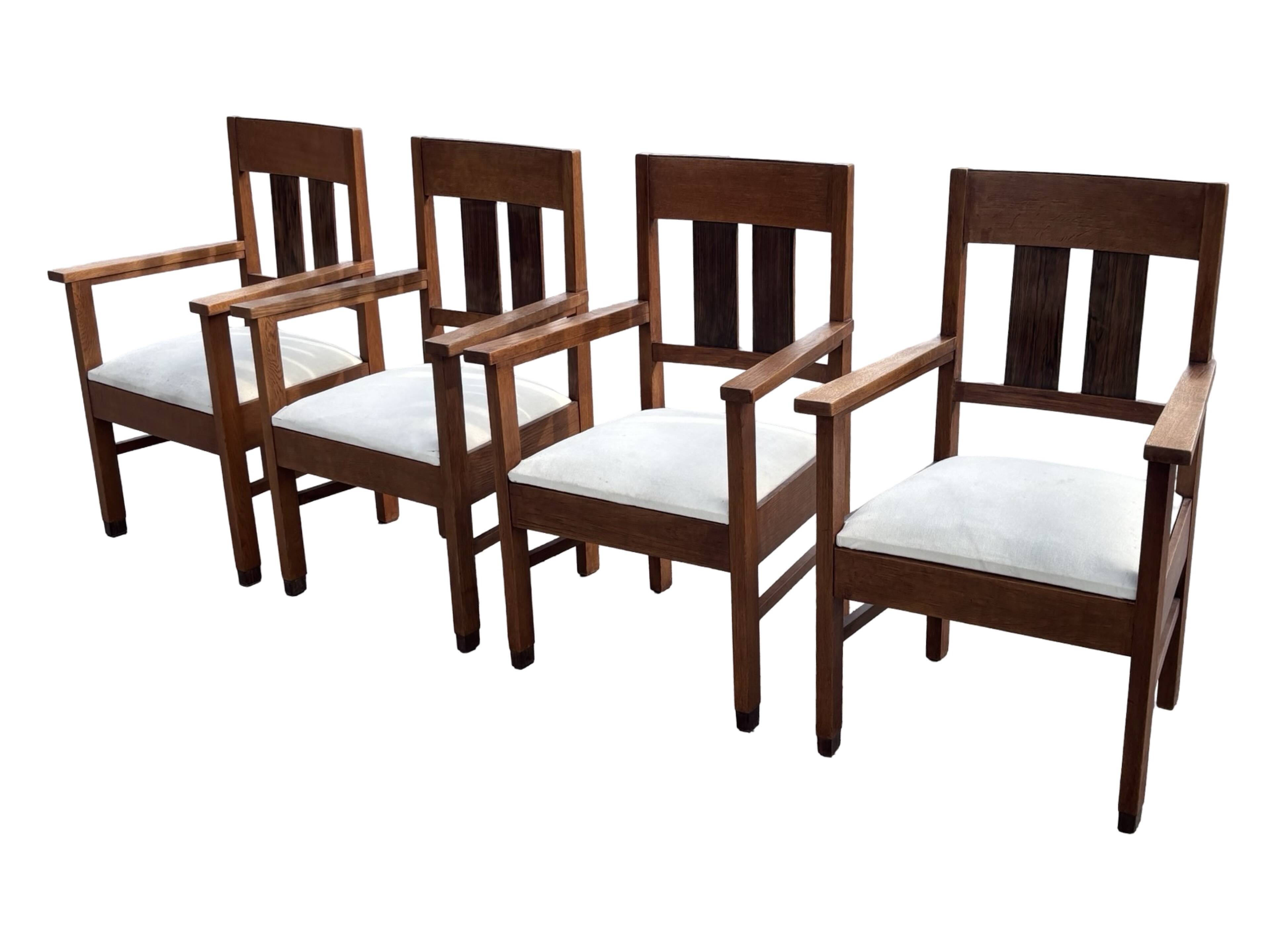 Set of four Art Deco chairs oak Amsterdam School Design 30's