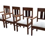 Set of four Art Deco chairs oak Amsterdam School Design 30's