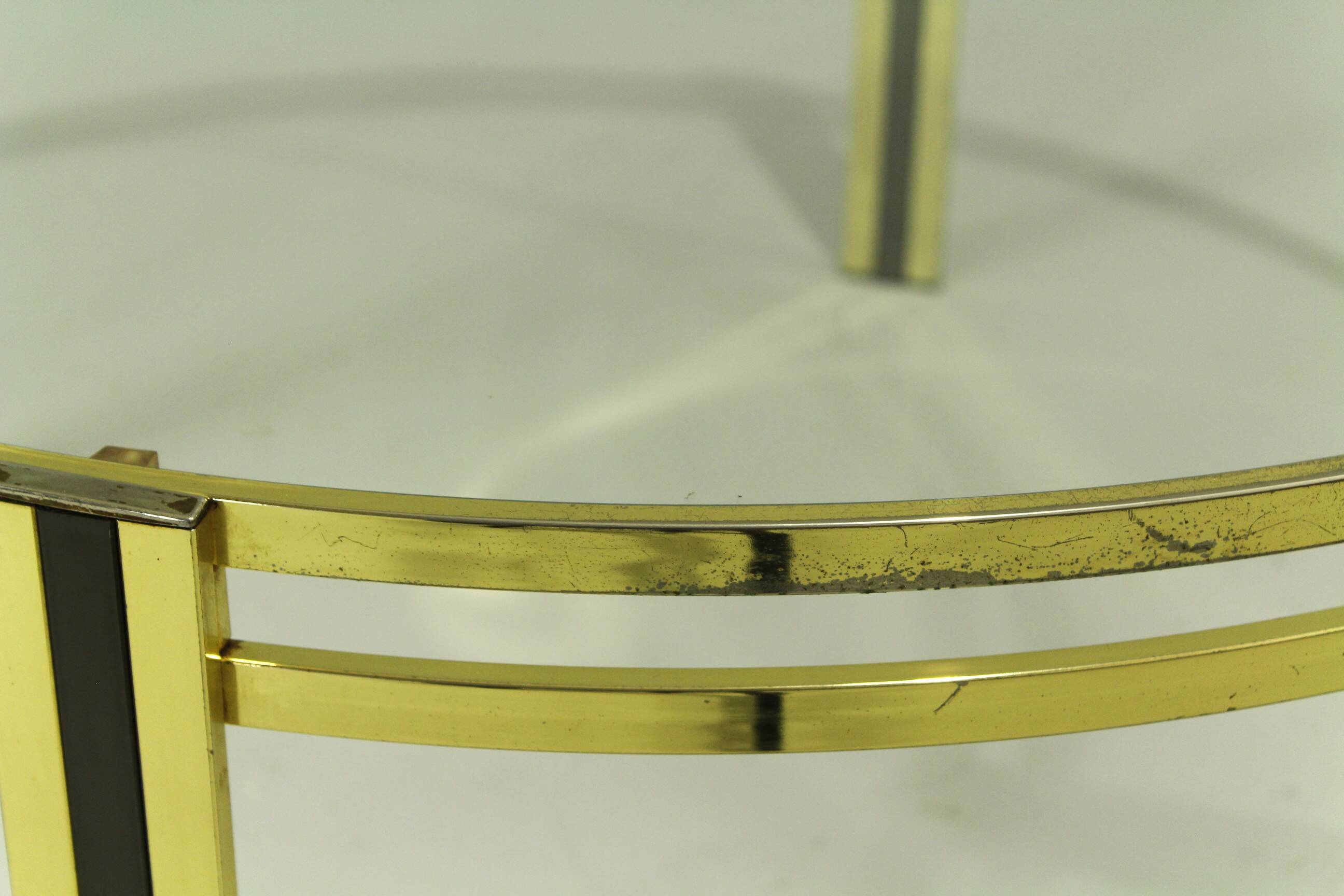 Vintage Round Brass Coffee Table, 1980s