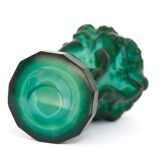 Glass vase decorated with bacchantes. Hoffman to Schlevogt 1930. Malachite green