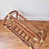 70s Rattan Magazine Rack - Vintage