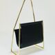 Porte-revues Carl Auböck II Midcentury, laiton et cuir noir, vintage, Autriche