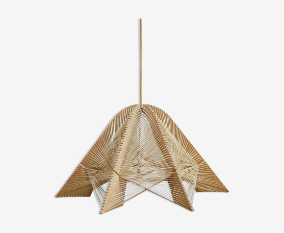 Suspension scandinave vintage bois et fil