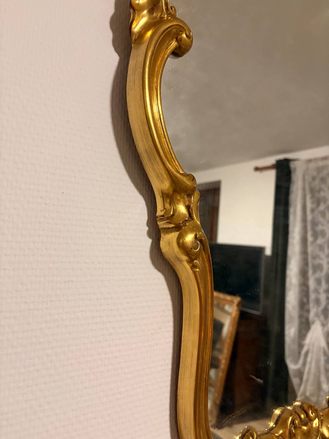 Antique Oval Wall Mirror Gold Louis XV Style Rocaille Rococo