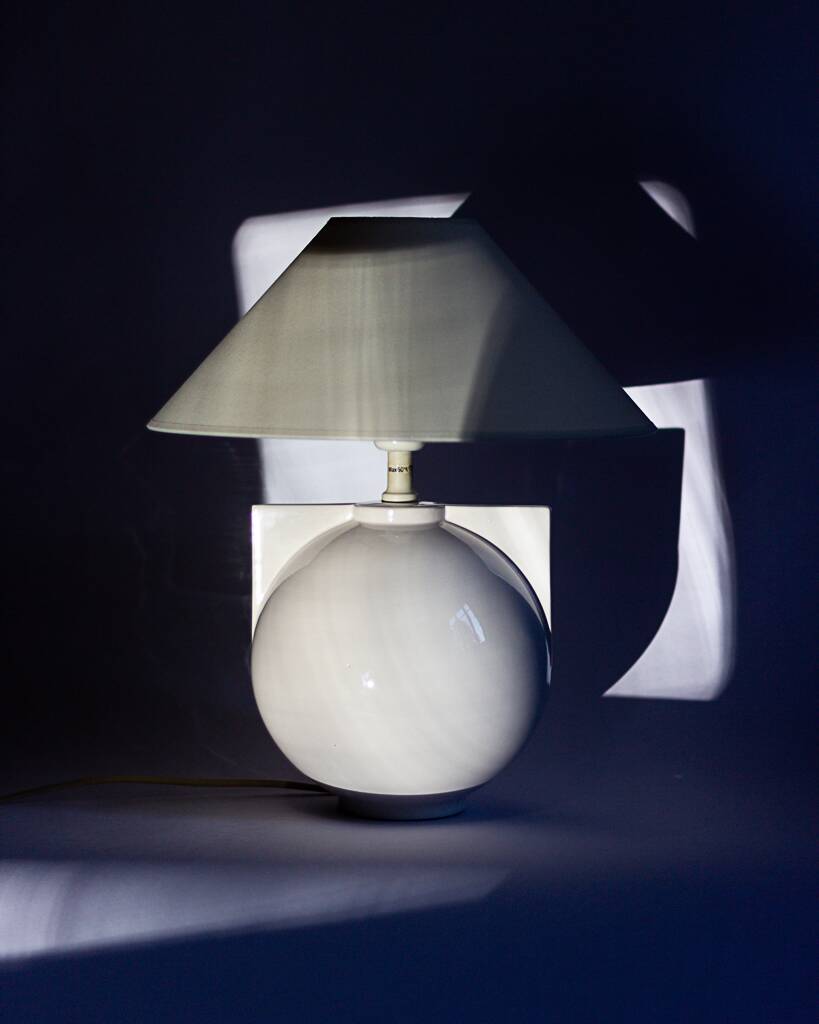 Racket white ceramic lamp base, Ikea, 1989