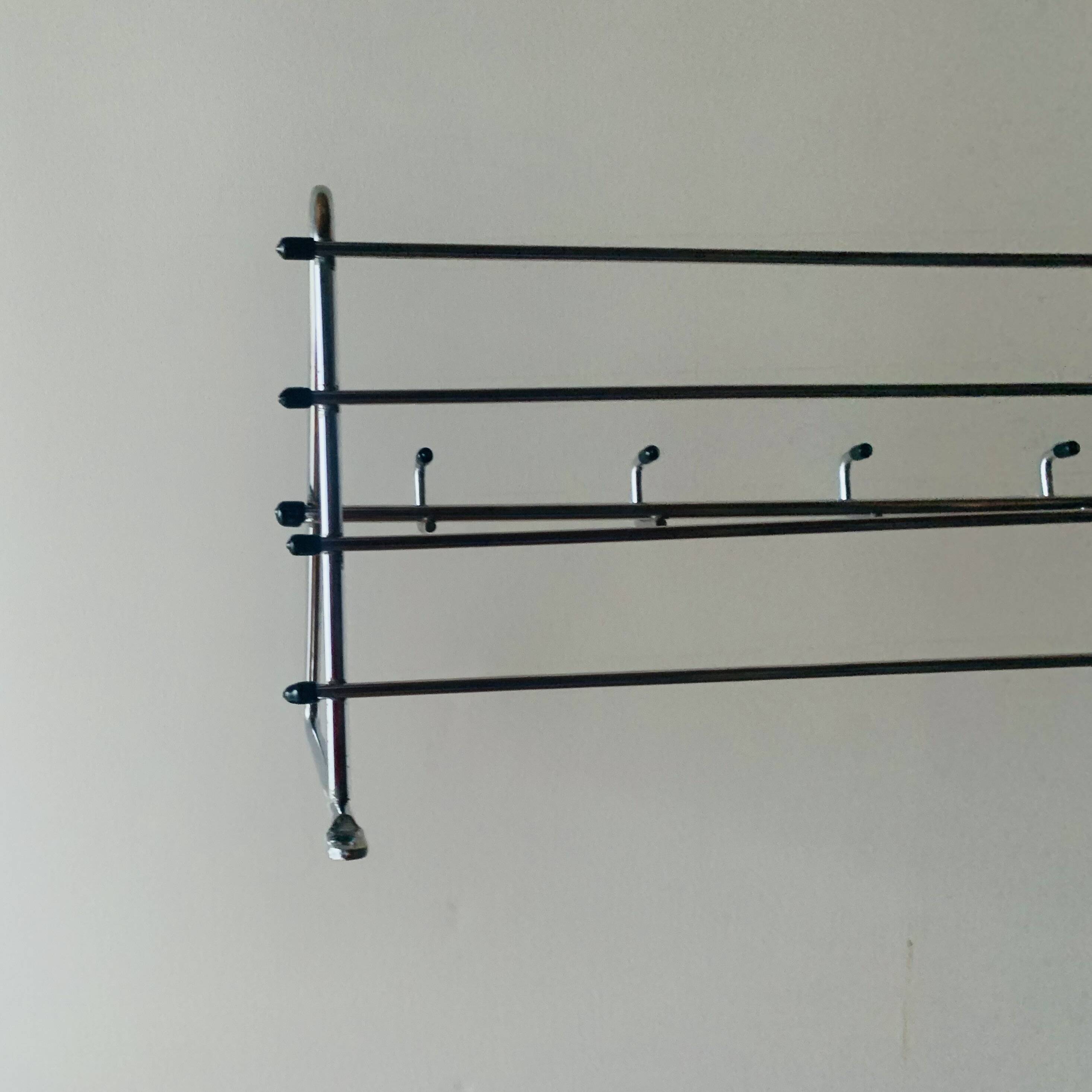 Vintage steel wall coat rack - 6 hooks