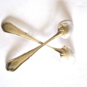 Set of 2 silver-plated teaspoons with C&L filigree, 14.5 cm