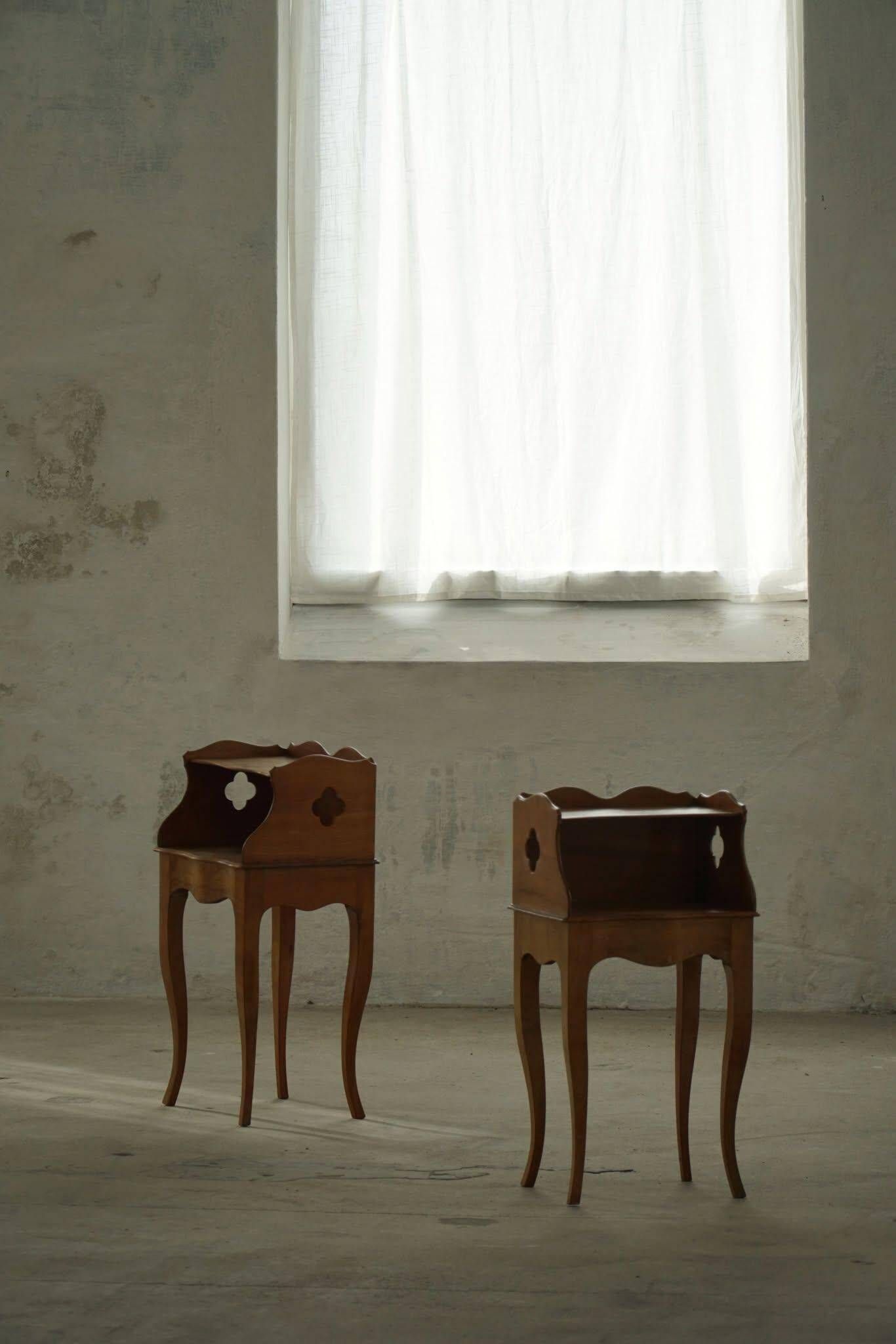 Modern Danish, An Elegant Pair of Walnut Bedside Tables, 1940s